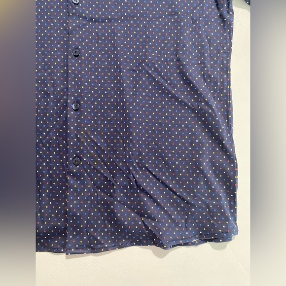 NEW-Size S Mens Hart Schaffner Marx Long Sleeve Button Down Shirt Cotton Navy - Picture 2 of 10